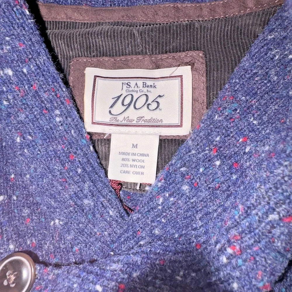 JoS. A. Bank Men's Navy Blue Speckled Pullover Sweater Medium – Elbow Pads,‎ NWT